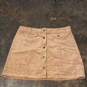 Tan Corduroy Button-Front Skirt